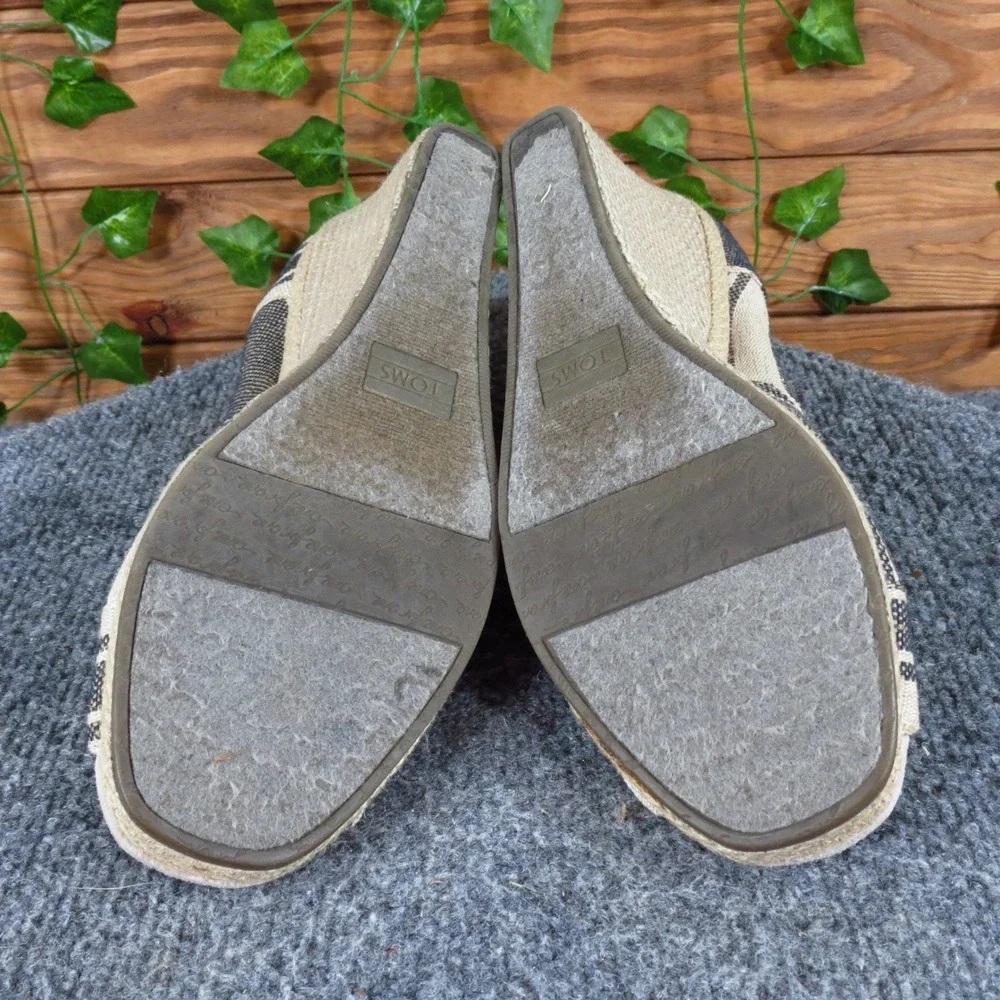 TOMS Classic Espadrille‎ Wedge Women Heel Size 10 Casual Summer Navy Blue Stripe